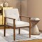 Costway Modern Accent Chair Upholstered Linen Fabric Armchair with Solid Wood Legs